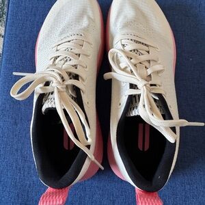 Women's NOBULL Drive Ripstop White and Pink Athletic Shoes.